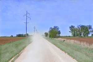 (dusty country road)